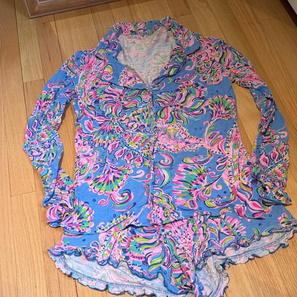 Lilly Pulitzer Pastel Paisley pajama lounge Set in Blue, Pink, Green - Picture 1 of 4